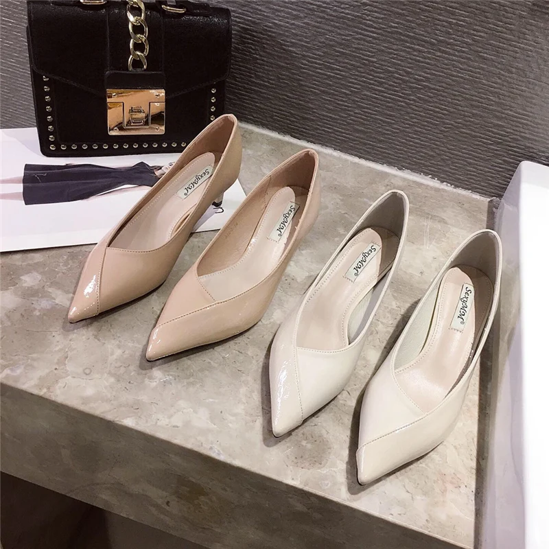 Модные женские туфли Цвет БЕЖЕВЫЙ открытые на высоком каблуке Классические