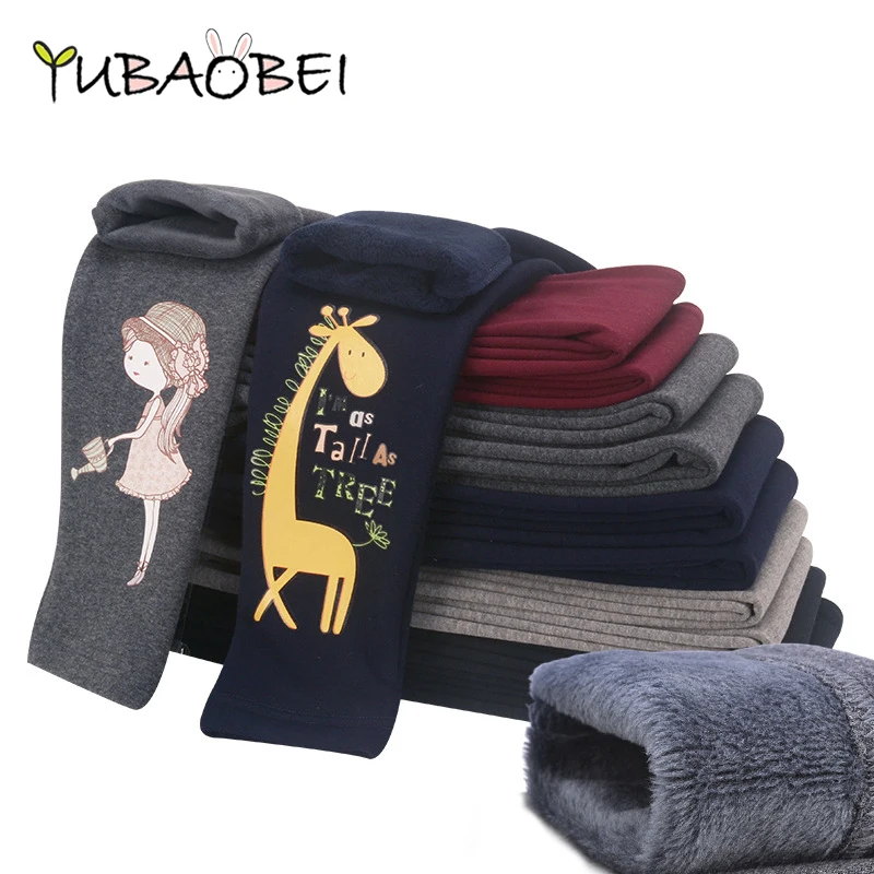 

Girls Thick Warm Winter Pants Girls Cartoon Leggings with Fleece Kids Trousers Children Cotton Leggings Trousers