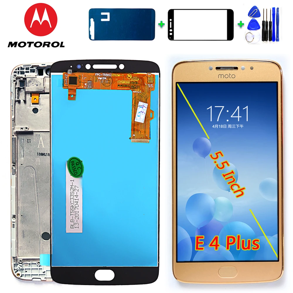 ЖК дисплей Motorola Moto E4 Plus 5 дюйма дигитайзер сенсорного экрана в сборе рамка plus 1280*720