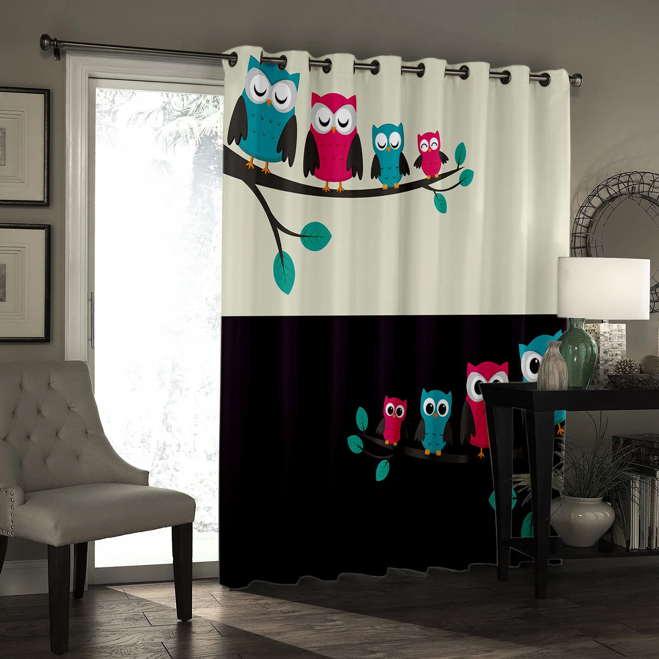 Мультяшные животные милая сова в дневное и ночное окно занавески для комнаты
