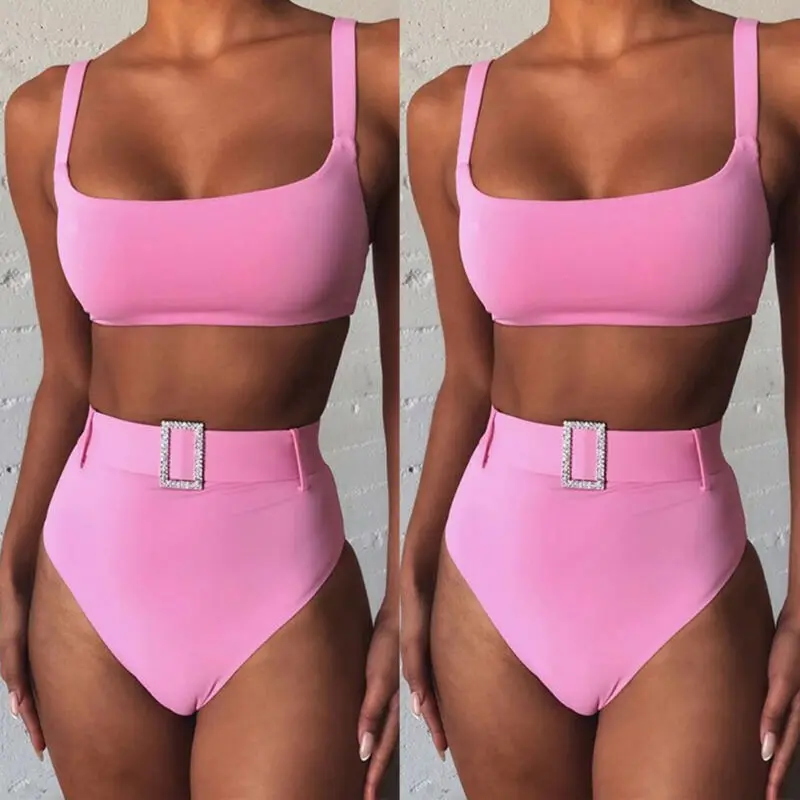 

2020 Women High Waist Bikini Set Swimsuit Swimwear Bathing Suit Plus Size Holiday