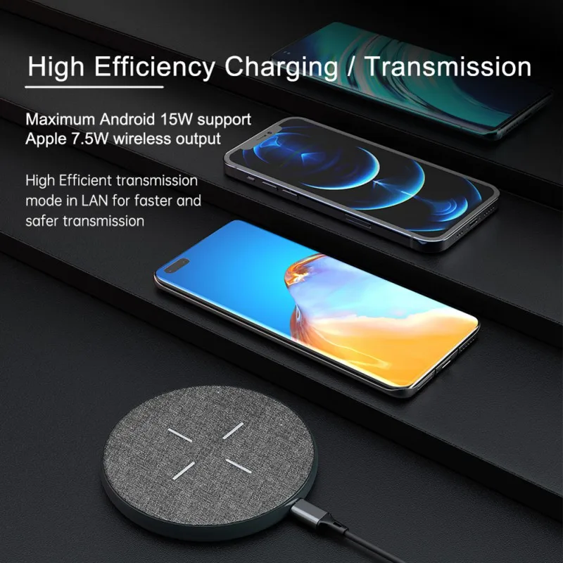 

15W Wireless Charger High-quality Multi-function Wireless Data Back Up Transfer Pads For Iphone Android Accessories Black