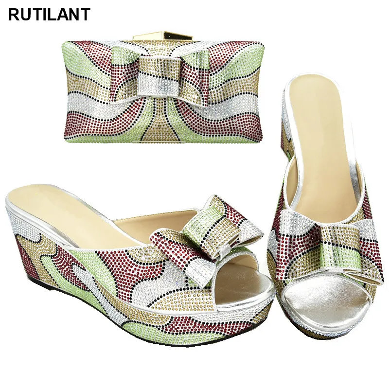 Модные женские итальянские африканвечерние туфли лодочки и сумка в нигерийском