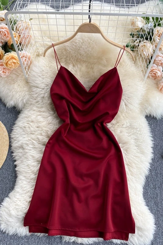 

ZQLZ Solid Color V-Neck Sexy Vestidos High Waist Backless Spaghetti Strap Summer Dress Women Party Club Slim Fit Ladies Dresses