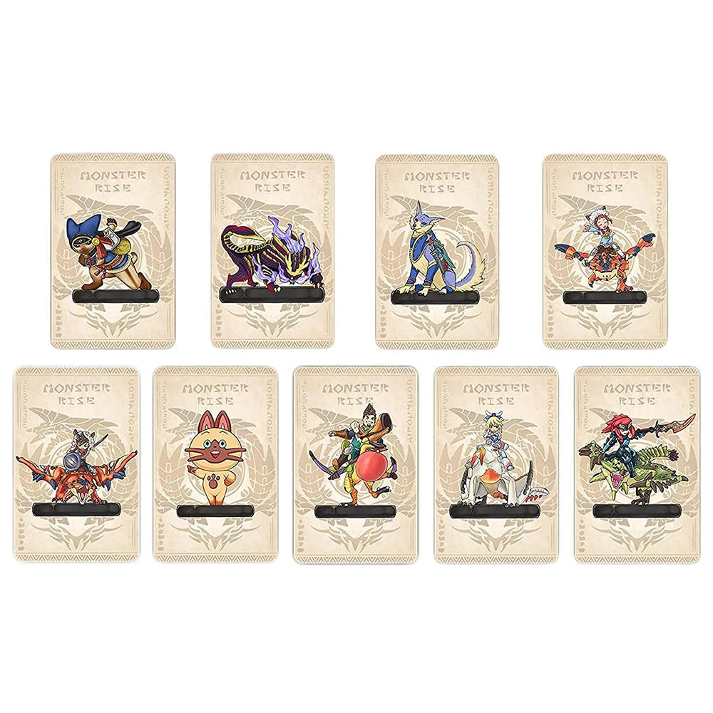 9pcs Mini NFC Tag Card for Monster Hunter Rise Amiibo Nintendo Switch /Switch Lite /Switch OLED /Wii U /3DS NS Game Card