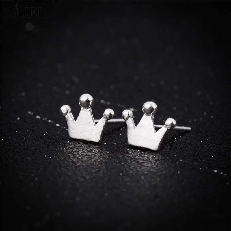 crown SMJEL Новое поступление богемные маленькие крошечные серьги-гвоздики с перьями для женщин очаровательный лист серьги oorbellen Brincos свадебные подарки - Окраска металла: crown