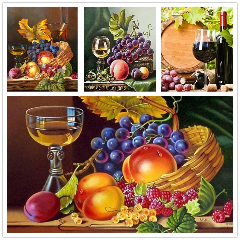 Алмазные вышитые фрукты вино виноград полный дисплей 5D алмазная живопись