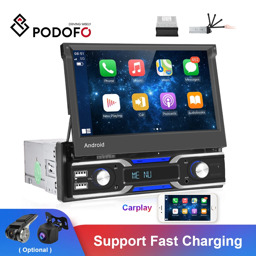 Автомагнитола Podofo Carplay с Android 1 Din 7-дюймовый мультимедийный проигрыватель для Nissan