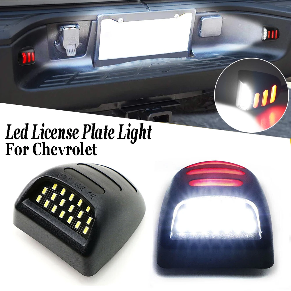 

Bright White Number License Plate Lamp Led Car Rear License Tag Light Black Case For Chevrolet Avalanche Tahoe GMC Sierra Yukon