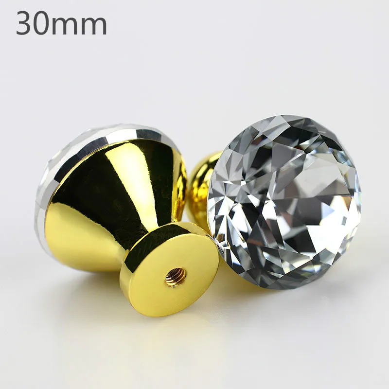 

30MM Clear Acrylic Diamond Shape Knob Cupboard Drawer Pull Handle knob Brand handles for furniture drawers door knobs and handle