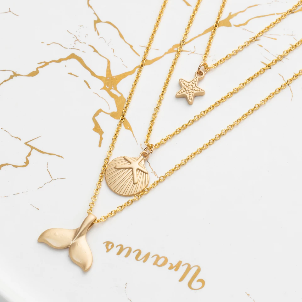 Goldn подвеска колье массивное ожерелье для женщин Многослойная цепь звено