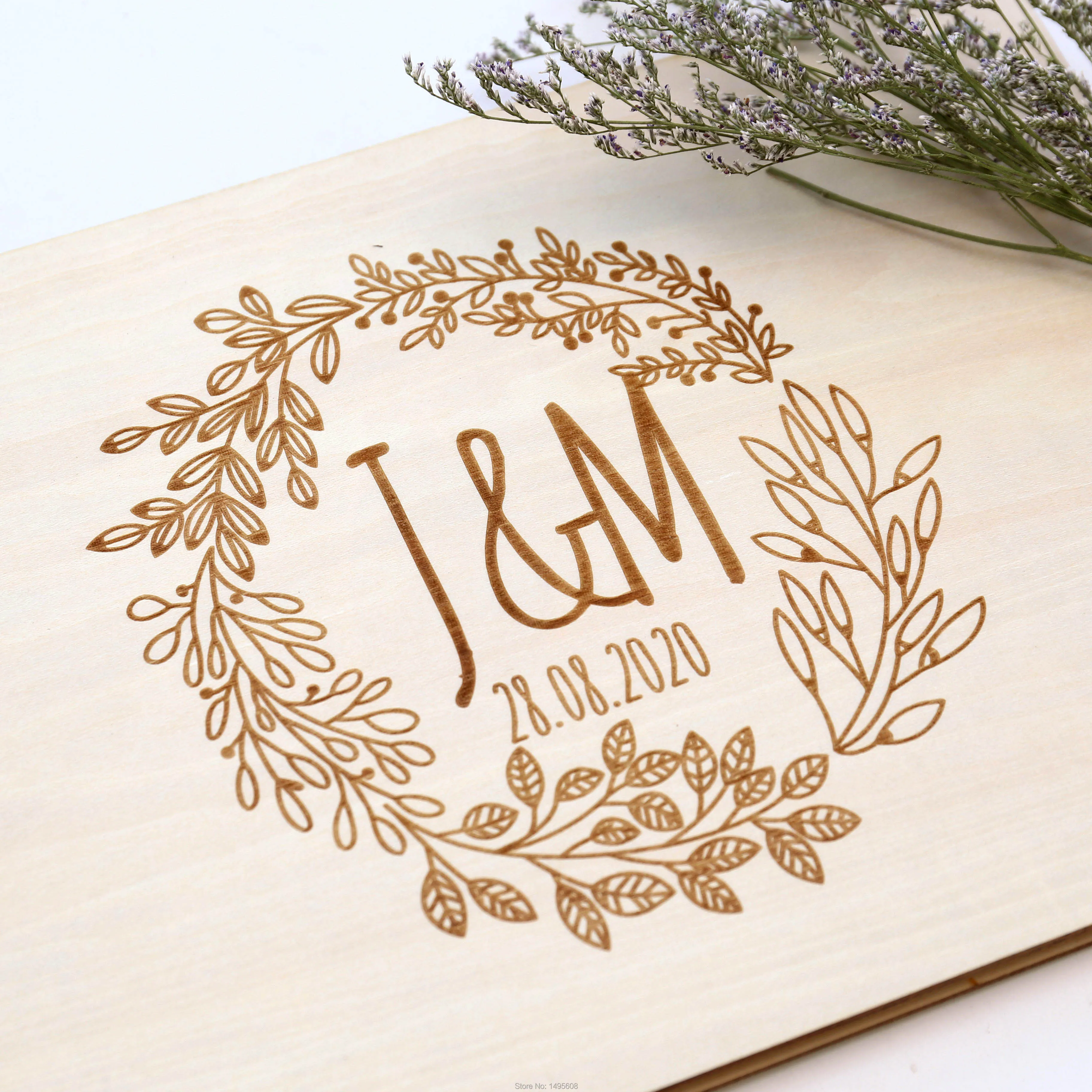 Индивидуальная книга венок Сад Свадьба гравировка деревянная для гостей