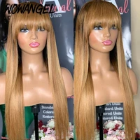30 inch honey blonde colored 360 hd lace wigs preplucked remy brazilian straight lace front human hair wig with bangs for women