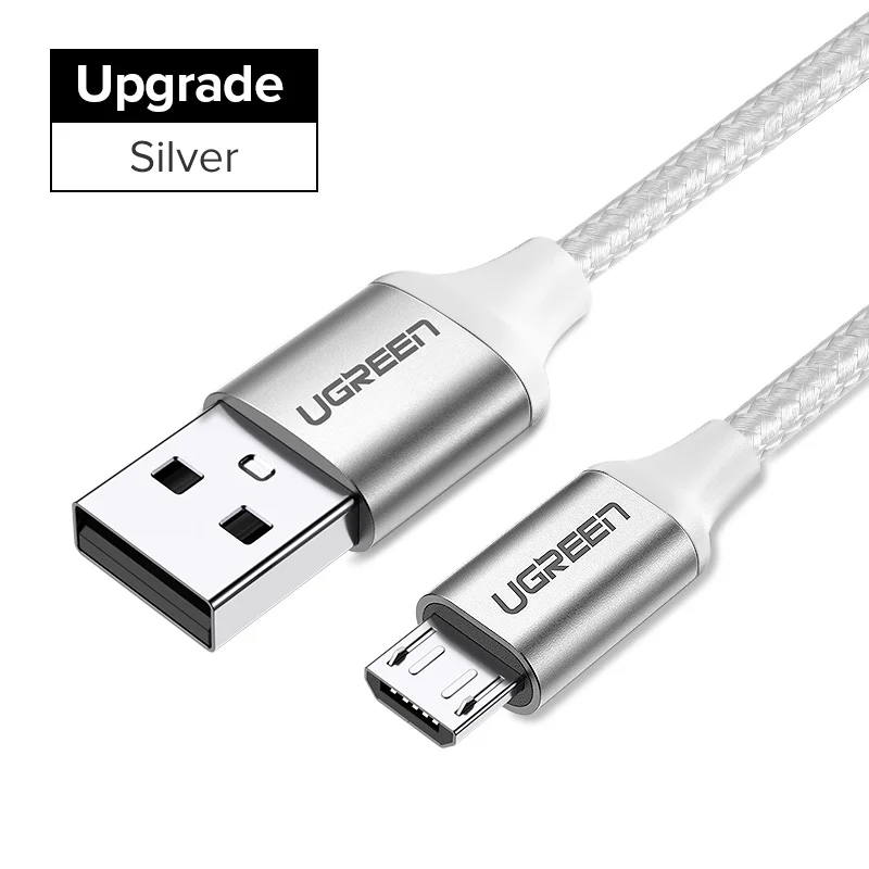 Ugreen Кабель Micro USB 2.4A Кабель для быстрой зарядки данных для Xiaomi Redmi Note Huawei HTC Кабель для зарядки мобильного телефона Кабель Micro USB - Цвет: Upgrade Silver