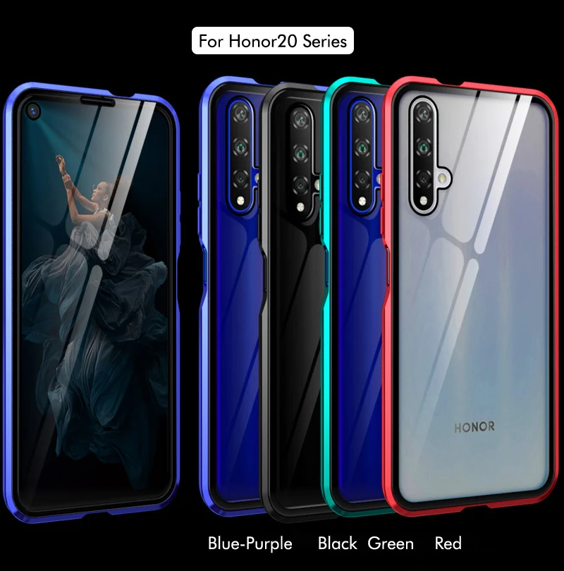 Двухсторонний магнит 360 Полный Чехол чехол хонор 20 про чехол на Honor 20 Защитная крышка Закаленное заднее стекло чехол на для huawei Honor 20 хонор 20 прозрачный чехол