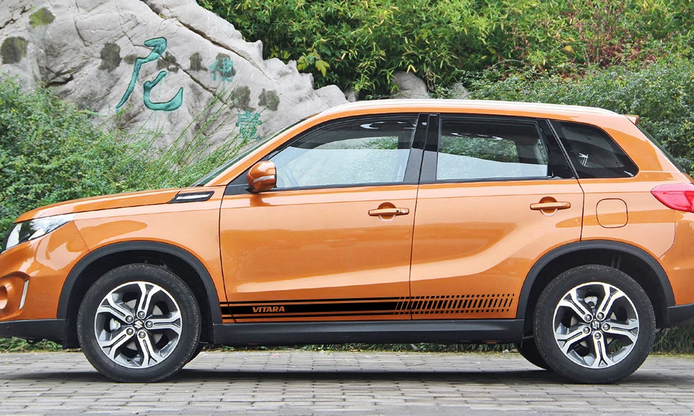 2 шт. для Suzuki Vitara автомобильные длинные боковые наклейки на юбку DIY виниловая пленка авто Спорт Стайлинг наклейки автомобильный тюнинг автомобильные аксессуары