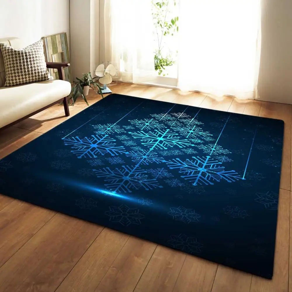 

Carpets Soft Flannel 3D Printed Area Rugs Parlor Christmas Snowflake Mat Rugs Anti-slip Large Rug Carpet for Living Room Decor