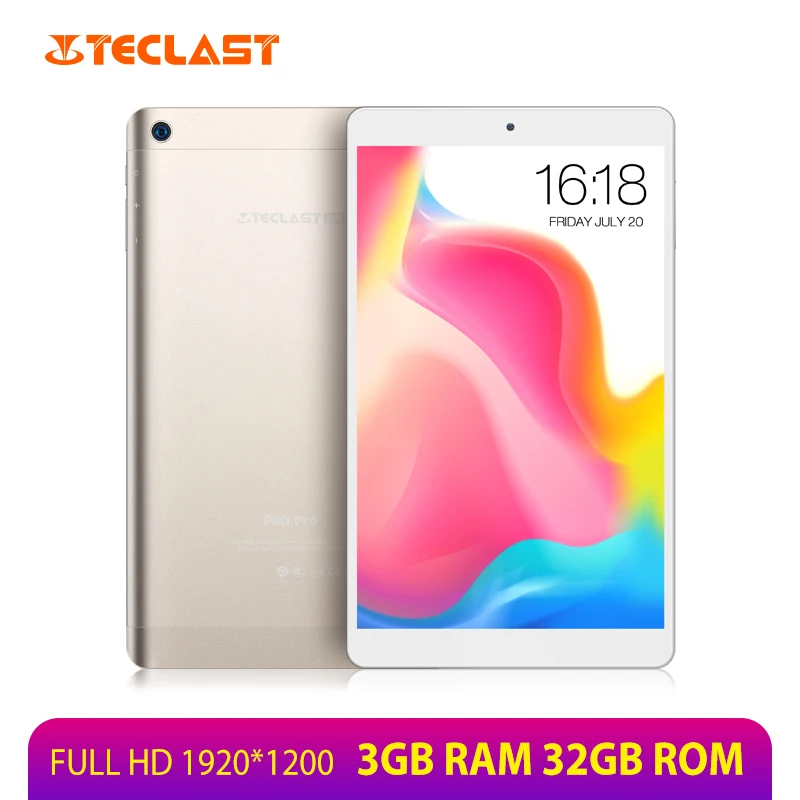 Планшет Teclast P80 Pro 8 дюймов 1920*1200 3 ГБ ОЗУ 32 ГБ ПЗУ MTK8163 Quad Core Andriod 7.0 Планшеты ПК GPS Dual WiFi Камеры.