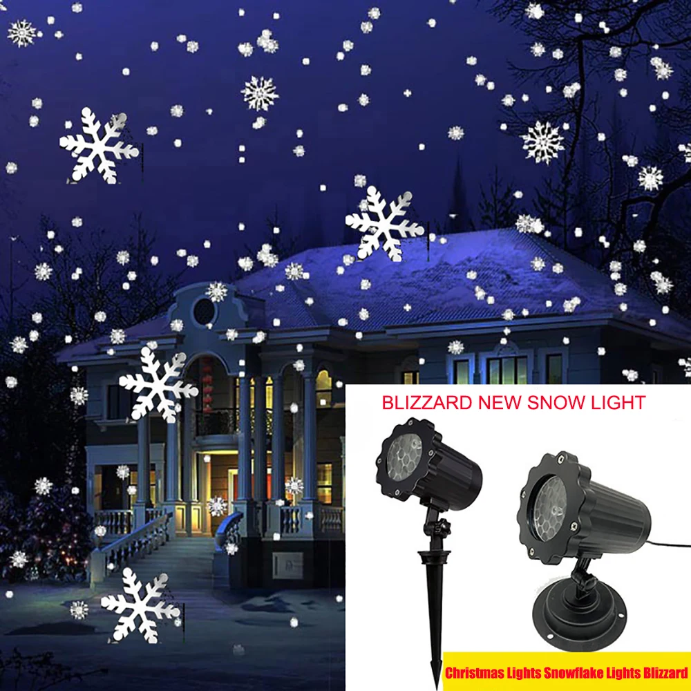 Christmas Snowflake Laser Light Snowfall Projector IP65 Moving Snow Outdoor Garden Laser Projector Lamp For New Year Party Decor