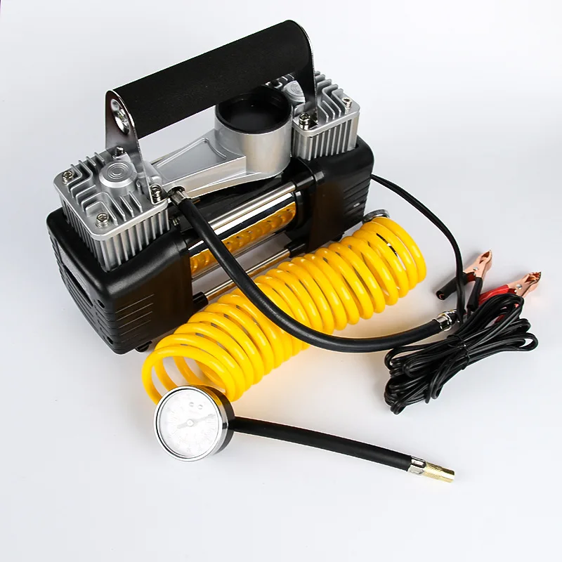 12V  Portable Heavy Duty Double Cylinder Car Air Compressor Tire Inflator Pump Universal for Car Trucks Bicycle With Light