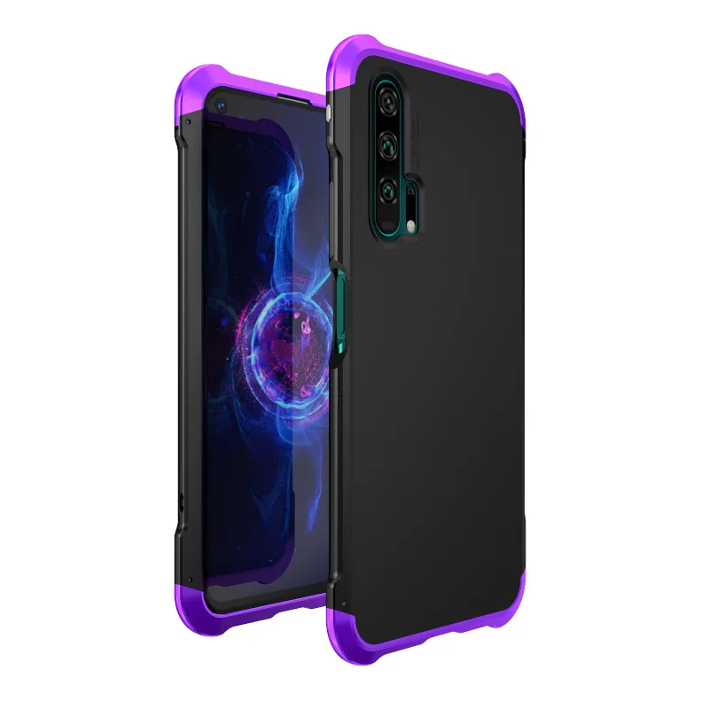 Black Purple Противоударный металлический чехол-бампер для телефона huawei Honor 20 Honor20, матовая жесткая задняя крышка из поликарбоната, чехол-броня для huawei Honor 20 - Цвет: Black Purple