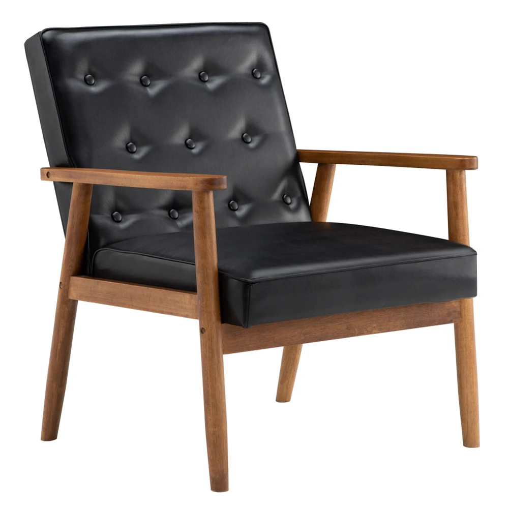 

Retro Modern Wooden Single Chair Black PU