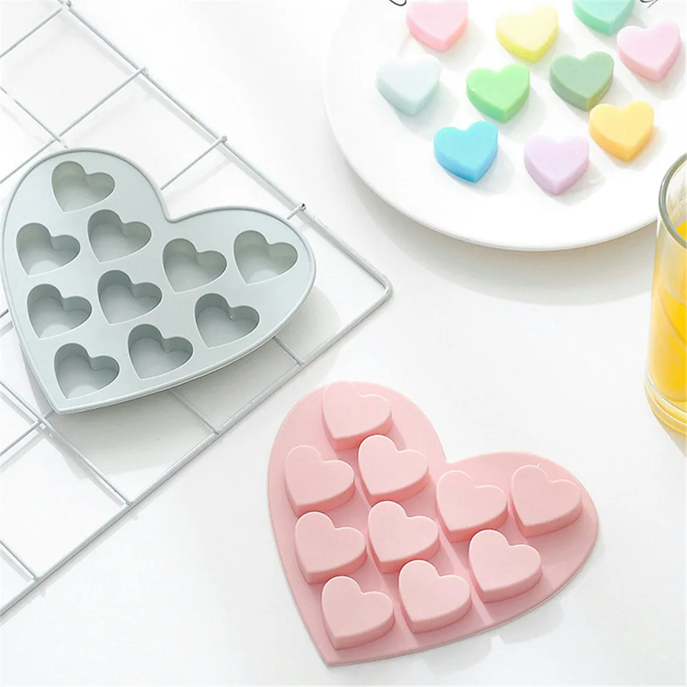 10 полость силиконовая форма-Сердце Fondant (сахарная) инструмент для украшения торта