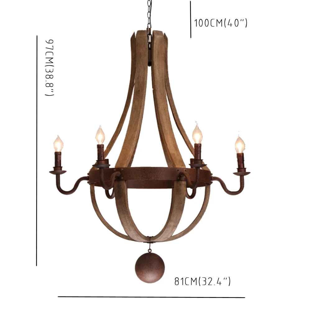 Ecolight Винтаж люстры 5 огни дерево люстра лампа Лофт свет Ретро свет D50* H60CM