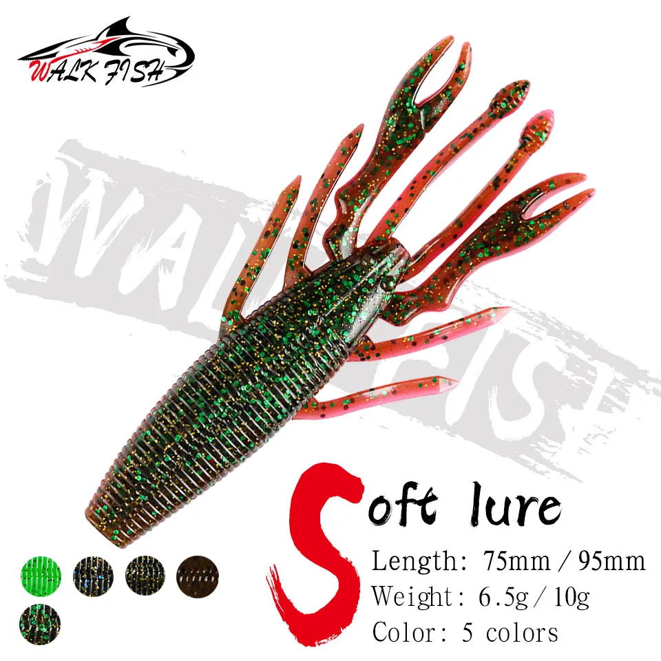 

WALK FISH New 75mm 95mm Soft Shrimp Fishing Lures Artificial Shrimp Baits Crayfish Soft Bait Wobblers Crankbaits for Carp