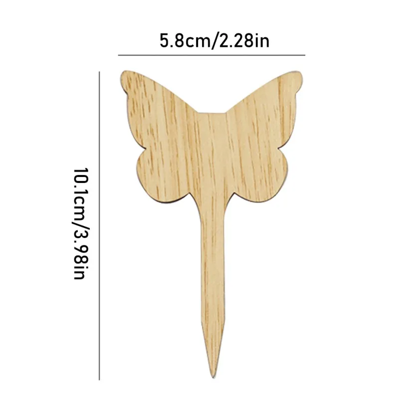 

30pcs Flower Butterfly Shape Fleshy Label Insert Landscape Sign Nameplate Carved Bamboo Potted Herbs Flower Tool