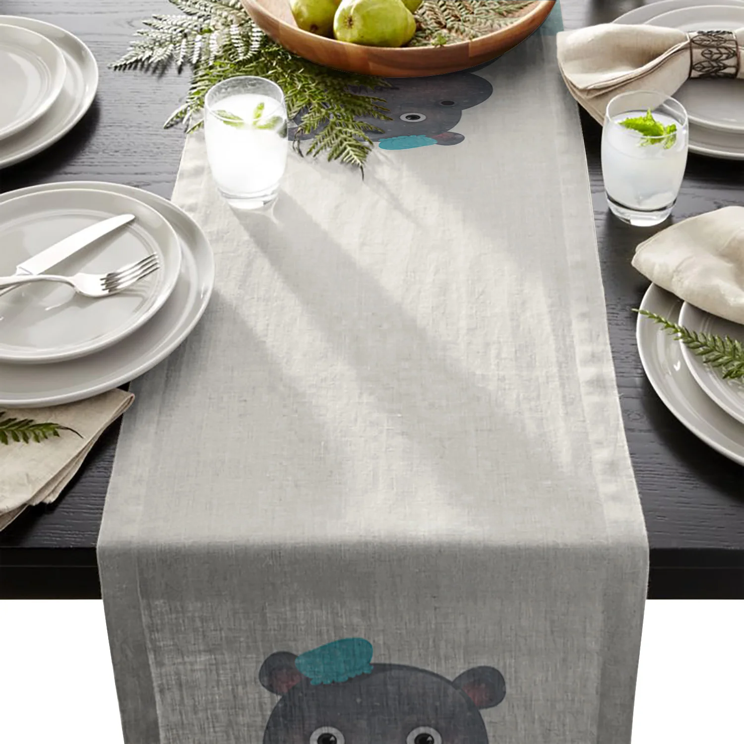 Хиппопотамус для купания животных Тема скатерти украшения праздники винтажная