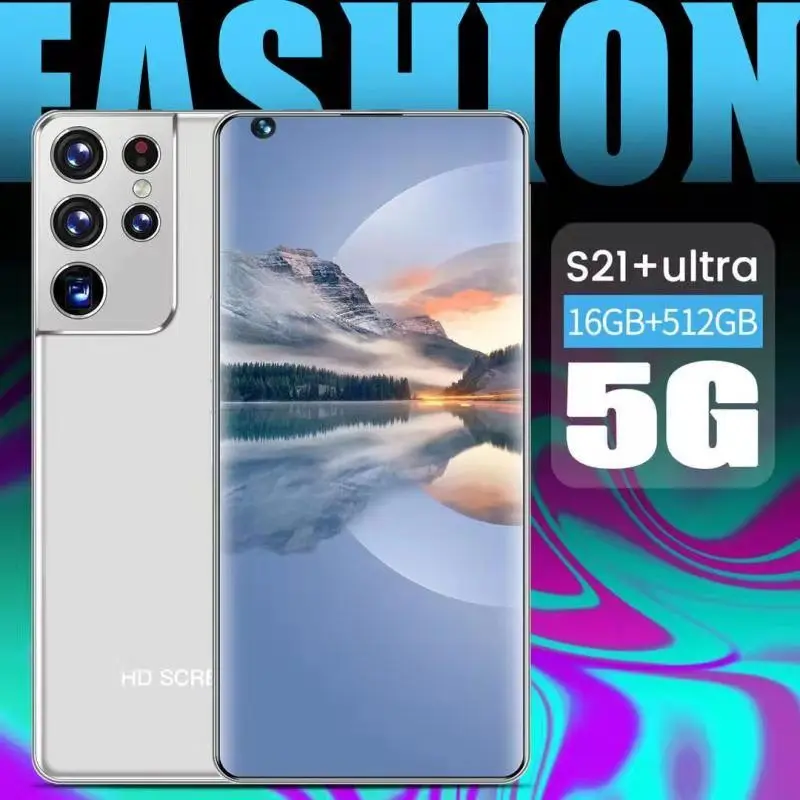 

New Arrival S21 Ultra 16GB+512GB Dual SIM+Micro SD 6800mAh Andriod Phone 7.3 Inch Deca Core 5G LTE Bands Smartphone MTK6889