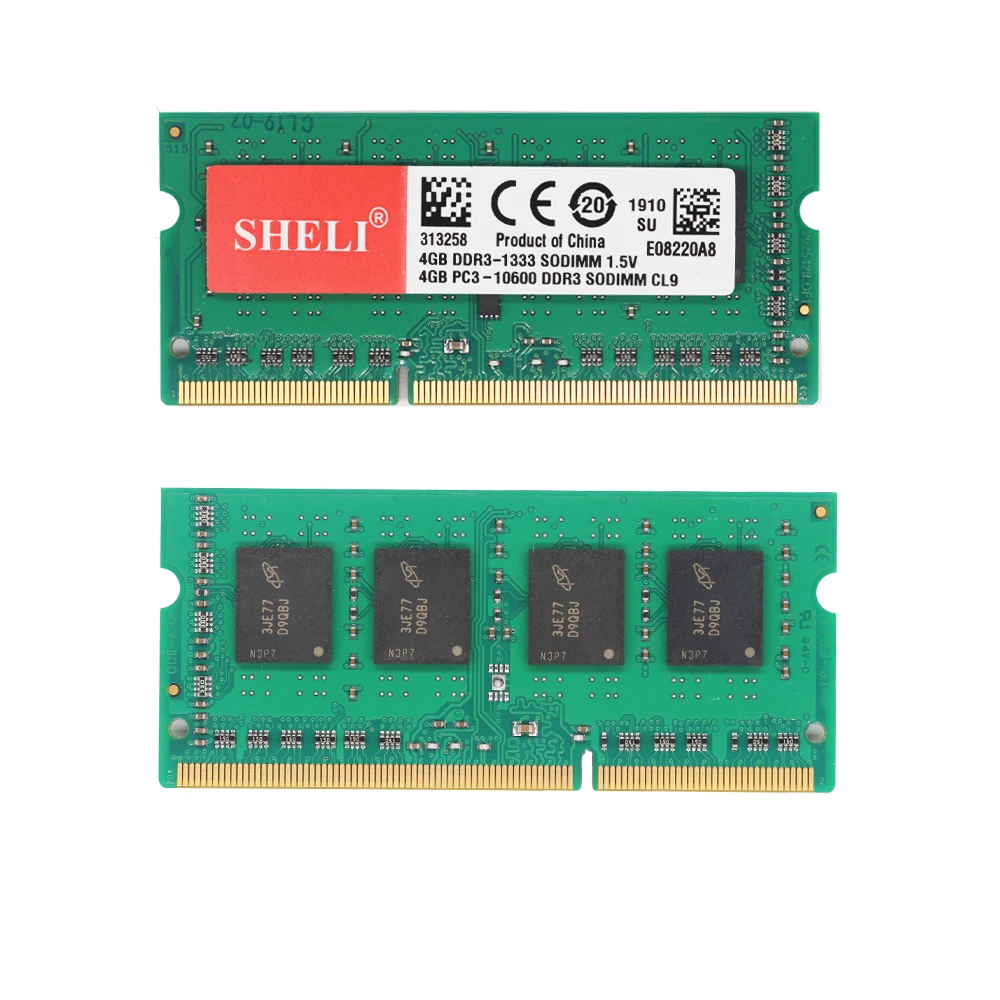 

SHELI 4GB PC3-10600 DDR3 1333 Mhz 1.5V SDRAM Laptop SODIMM RAM Notebook Computer Memory