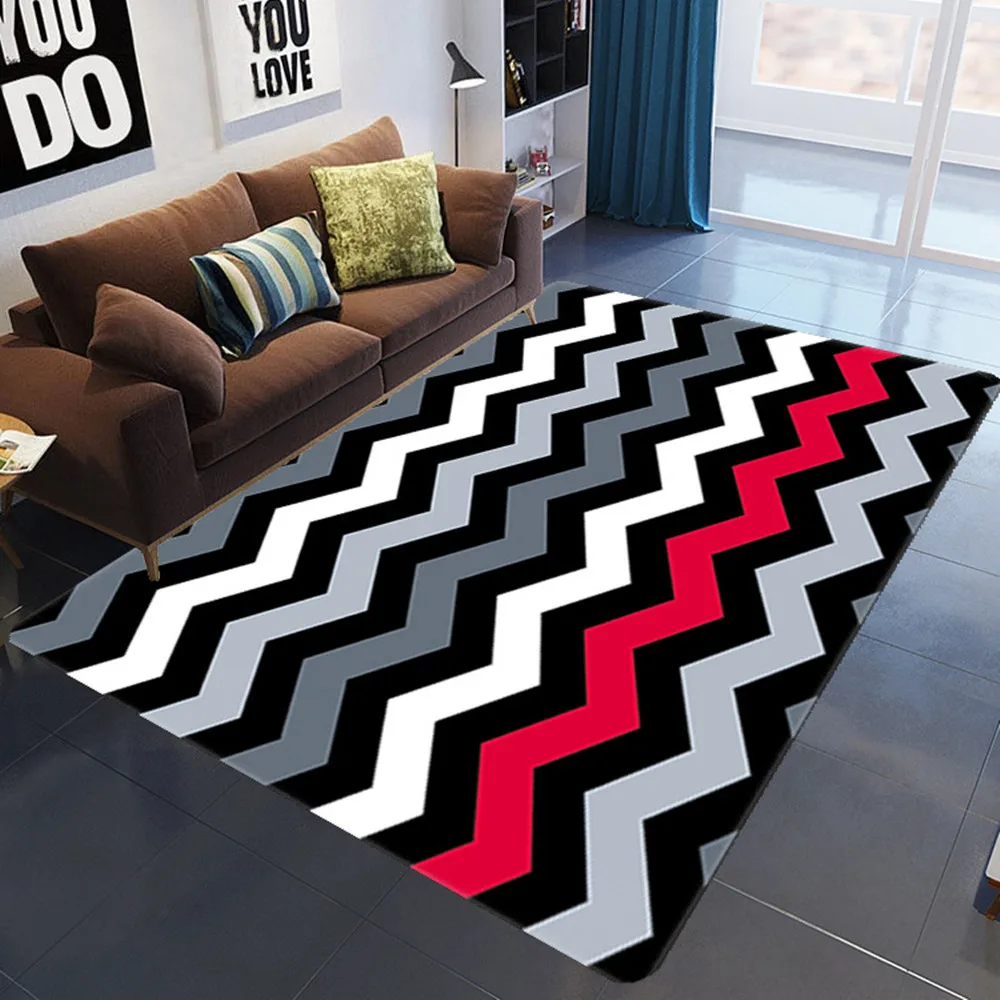

Colour wave Stripe pattern carpet Soft Flannel Kids Room Play Area Mat/Rug Nordic Home 3D Printing Large Carpets for Living Room