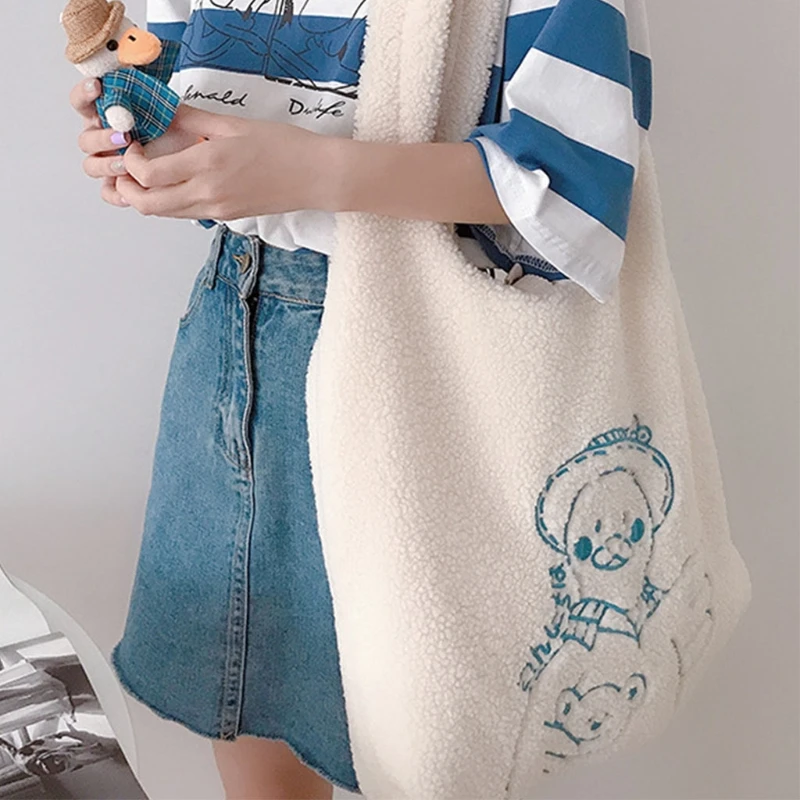 

Women Girls Plush Handbag Shoulder Bag Purse Tote Messenger Satchel