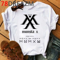 kpop monsta x tops t shirt women korean clothes new summer top plus size grunge k pop unisex kawaii graphic t shirt female