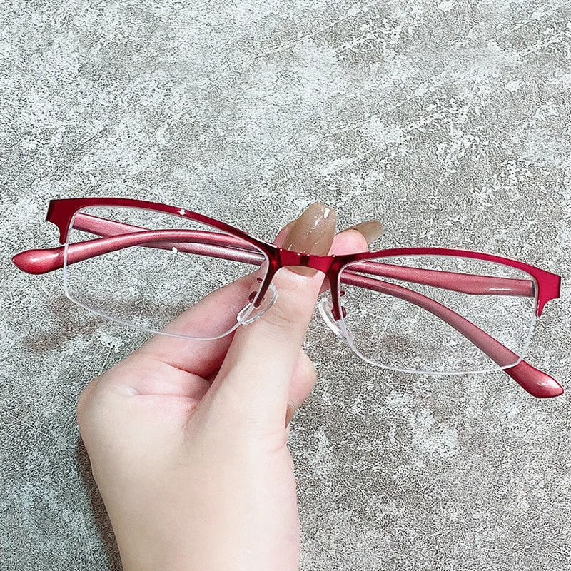 Half Frame Metal Frame High Quality Women Myopia Glasses Anti-blue Light Prescription Eyeglasses Fas
