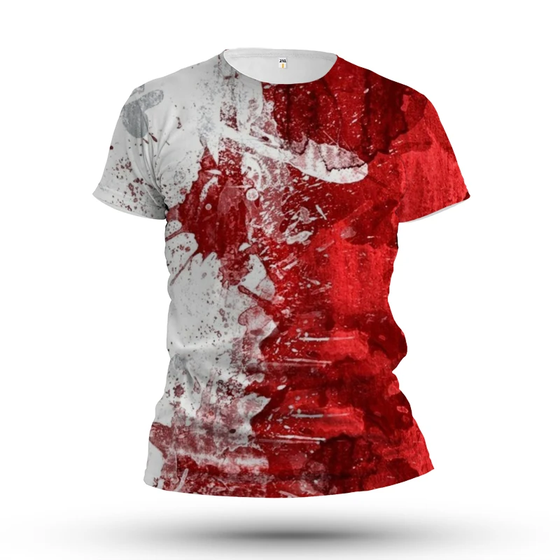 

Hip-hop Fun Top Men's And Women's Top Short-sleeved Oversized T-shirt S-6XL Fashion Red And White Stitching Colorful Clothing