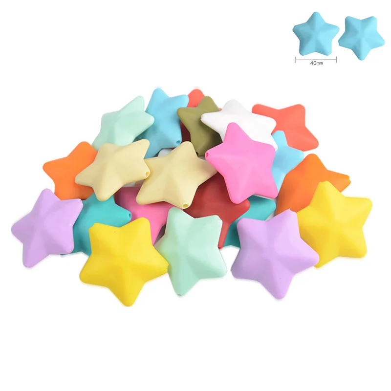 DIY Детский силиконовый Прорезыватель пентаграмма из бисера 38*12 мм еда без