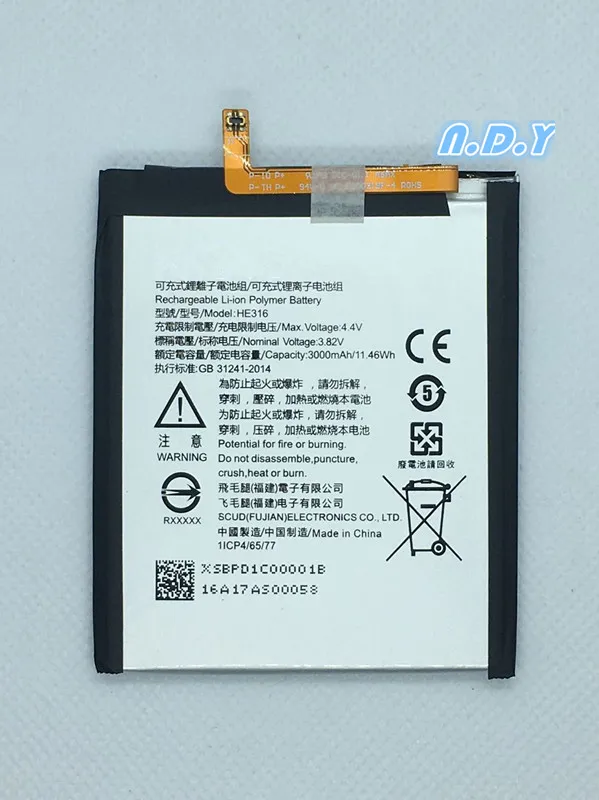 Оригинальный аккумулятор HE316 3000 мАч для Nokia 6 Nokia6 N6 TA-1000 TA-1003 TA-1021 TA-1025 TA-1033 TA-1039 TA- |