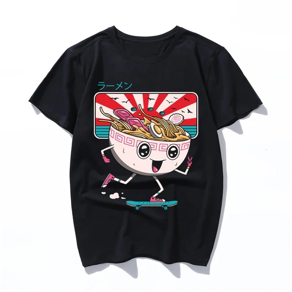 

tokyo ramen Women Harajuku Shirts Casual Cotton Short Sleeve Plus Size Men T-shirt Summer Black Tees & Tops Ulzzang