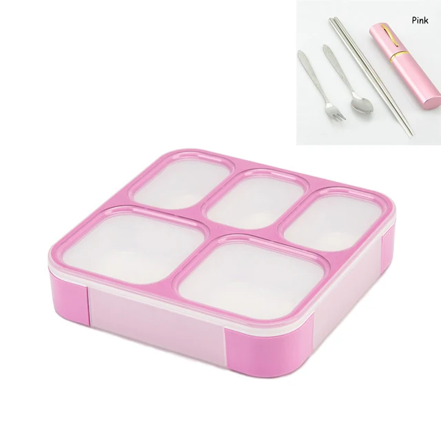Pink 5 suit MICCK BPA Бесплатный Ланч-бокс, контейнер для хранения еды с отсеками, герметичный, тепловой, Bento box, большая емкость 1200 мл - Цвет: Pink 5 suit