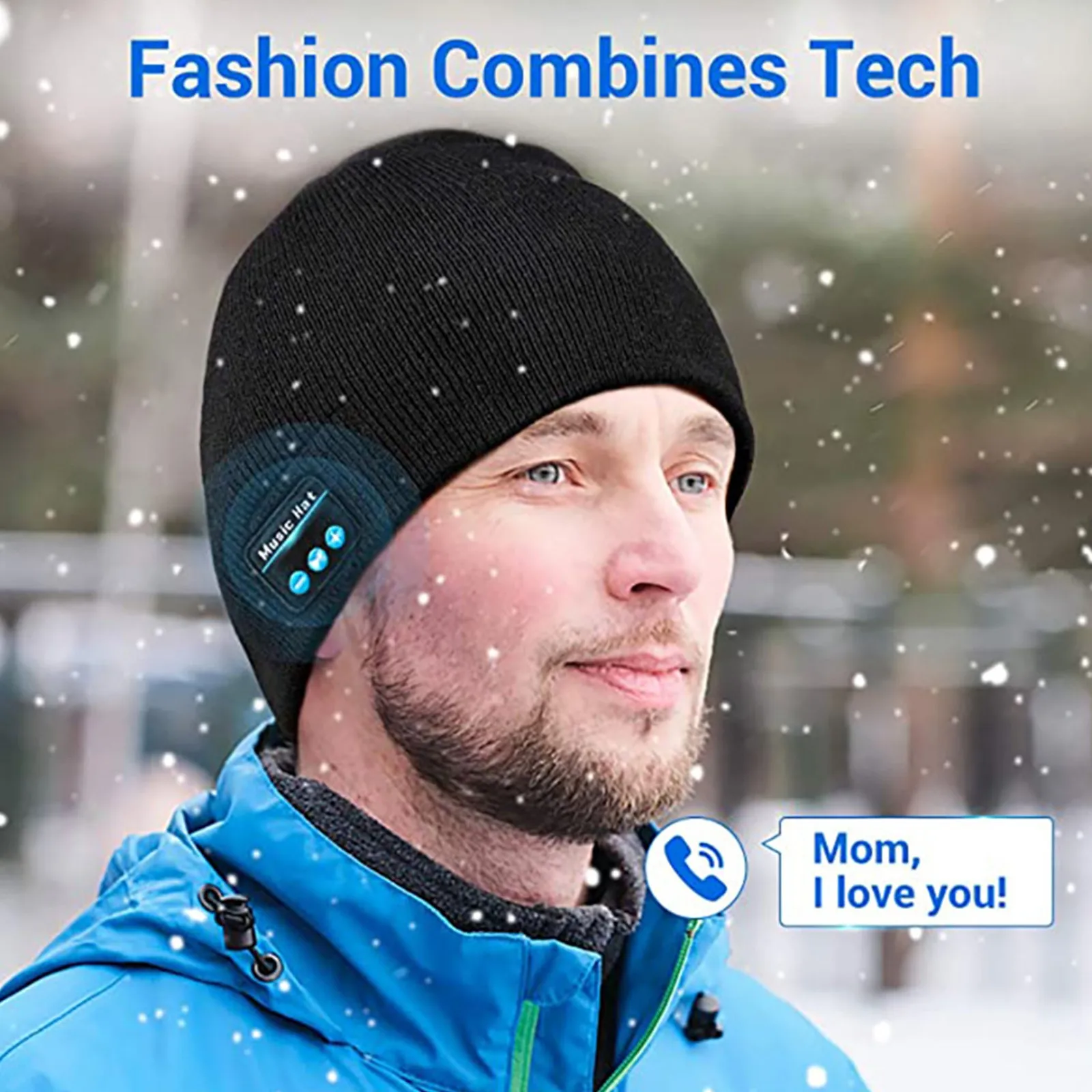 

2021 Bluetooth Earphone Music Hat Winter Wireless Headphone Cap Headset With Mic Sport Hat Gaming Headset Beanie Knitted Hat