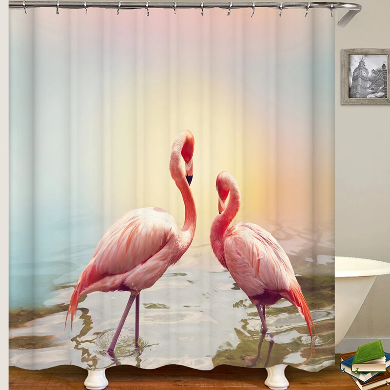 Занавеска для ванной с фламинго занавеска душа водонепроницаемая большого