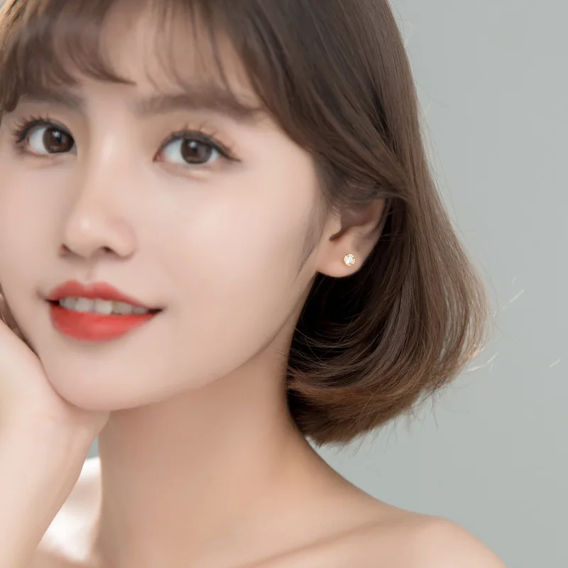 TrustDavis Настоящее серебро 925 пробы модные милые круглые CZ очаровательные мини