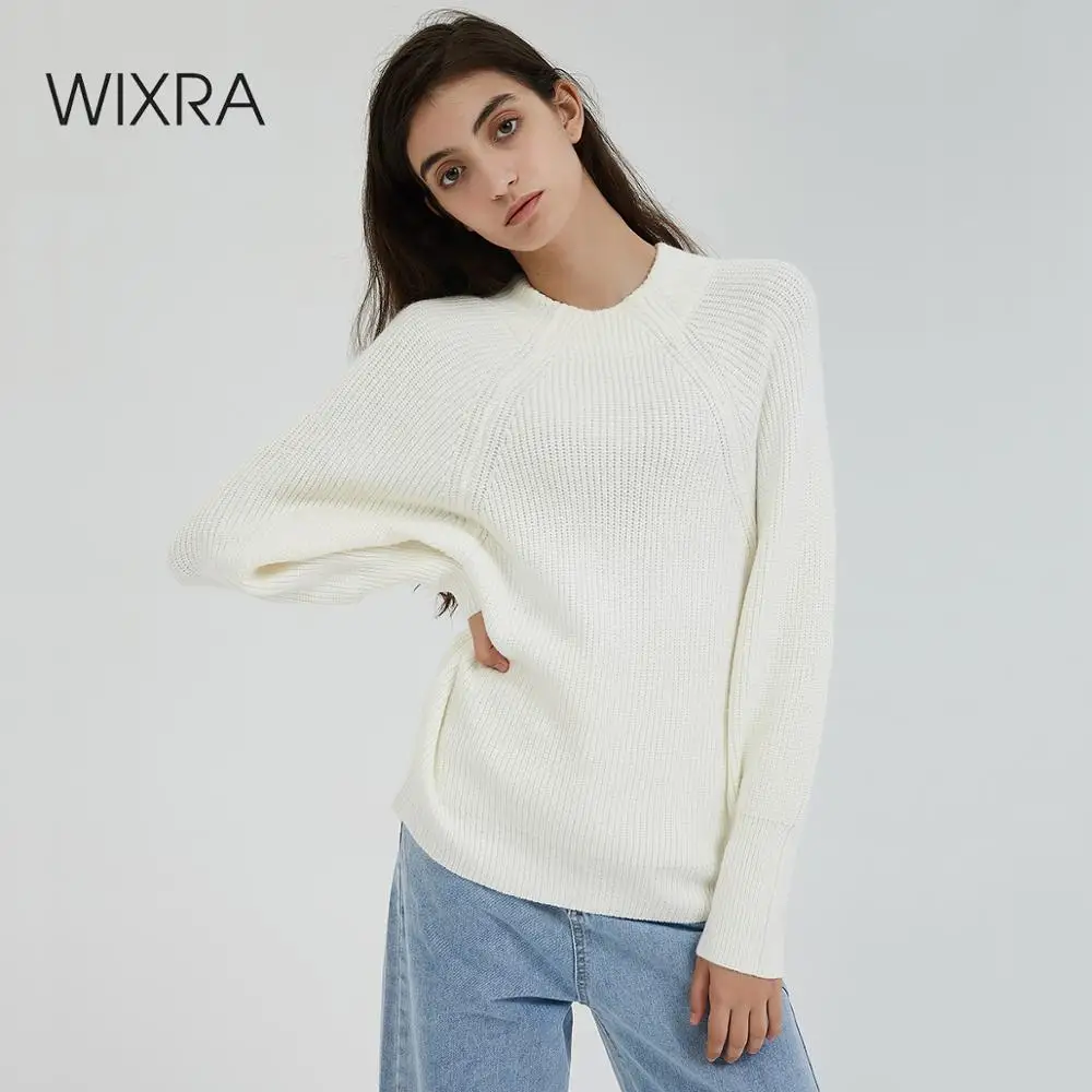Wixra Women Solid O Neck Knitted Sweater 2019 Autumn Winter Fashion Pullover Sweaters Ladies Loose Knitwear Female Tops | Женская одежда