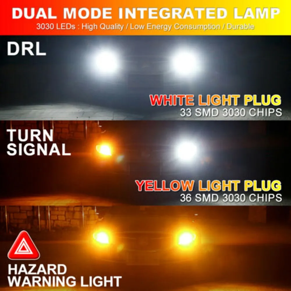 

Cars Bulbs Bulbs LED DRL Light Parking SUVs Switchback Turn Signal 1 Pair