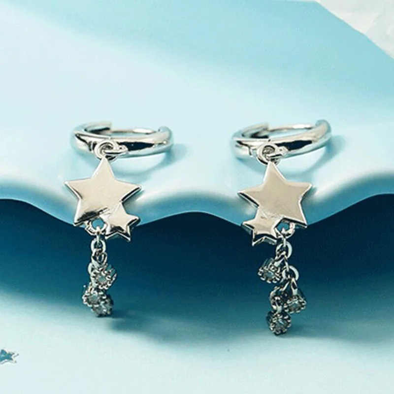 

Tassel Crystal Star Bead Stud Earrings For Women Girl Elegant Party Wedding Jewelry Prevent Allergy 2021 New