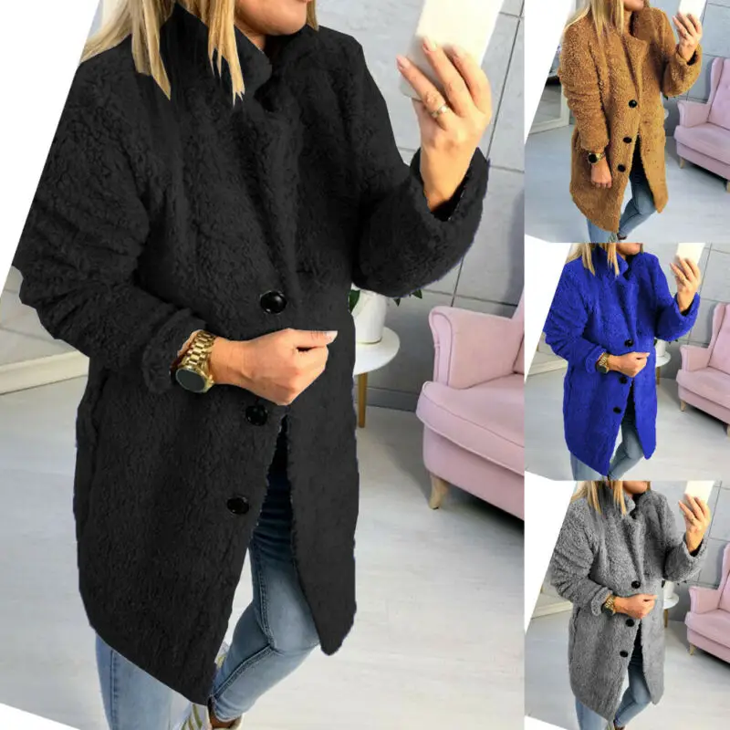 Goocheer Женская длинная куртка из искусственного меха Женское зимнее однобортное