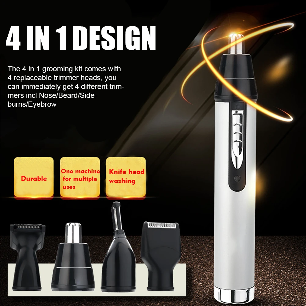 

4 In 1 Waterproof Professional Men Electric Trimmer Set Nose Beard Sideburns Eyebrow Home Salon Portable Lightweight Travel